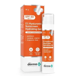 The Derma Co 1% Hyaluronic Sunscreen Hydrating Gel SPF 50 PA for dry skin
